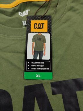 CAT Men's Caterpillar 100% Cotton Short Sleeve Graphic Relaxed T Shirt XL Green